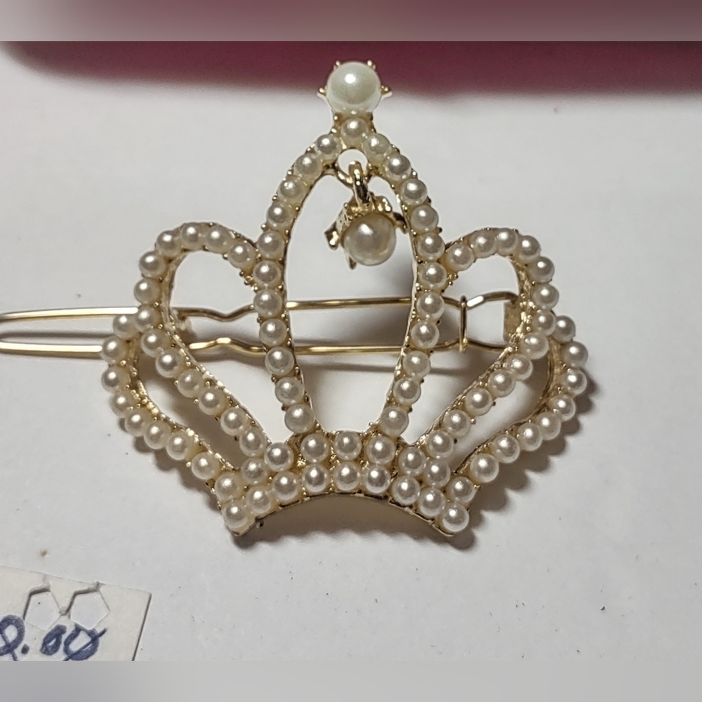 Pearl & Crystal Bling Crown Barrettes
